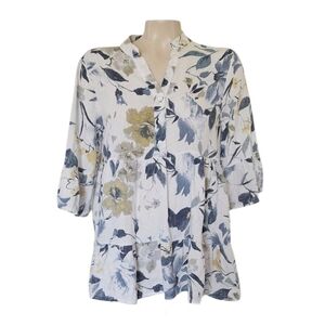 Valentina Naldi Italian Linen A-line Blouse Boho Garden Girl Cottagecore L